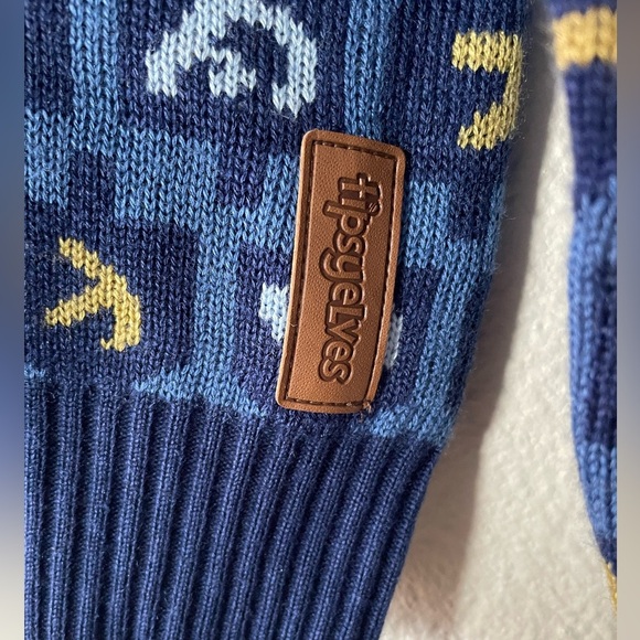 Tipsy Elves Hanukkah Dreidel Motif Sweater Women’s Medium Blue Yellow Novelty - Picture 9 of 12